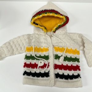Knitted kids cardigan  with lined hood -1 year
